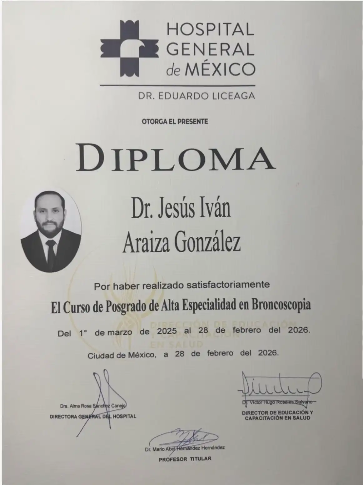 Diploma: Alta Especialidad en Broncoscopía