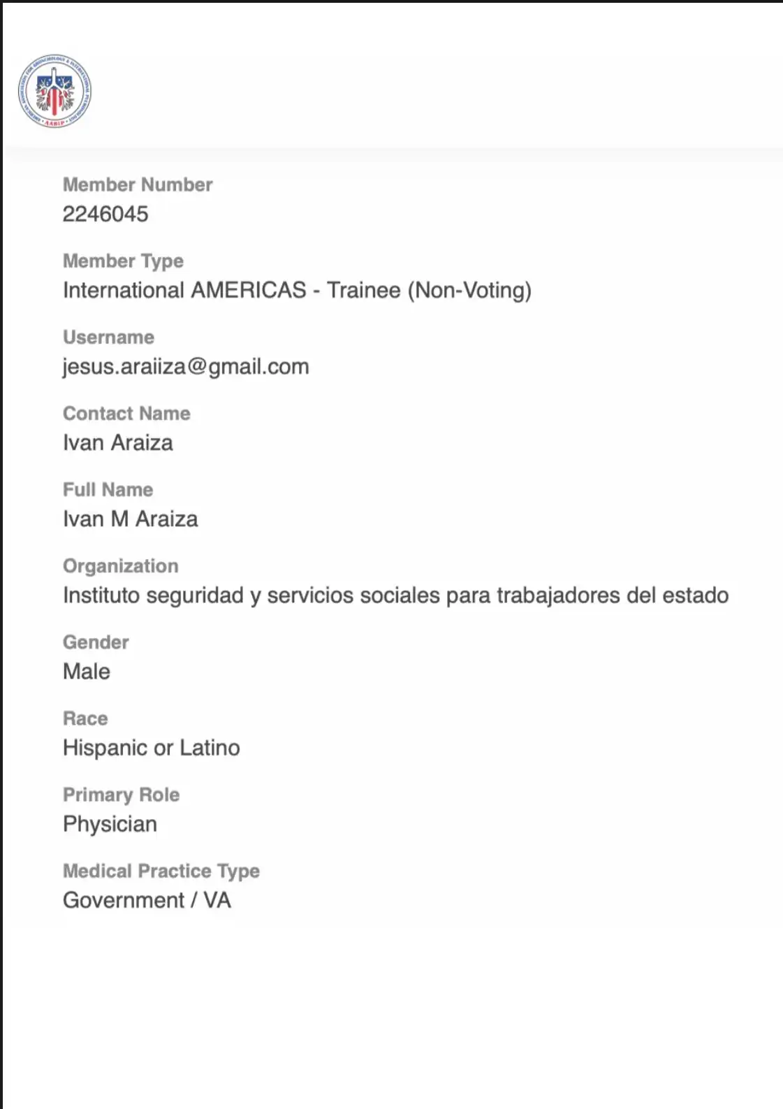 Diploma: Membresía AABIP
